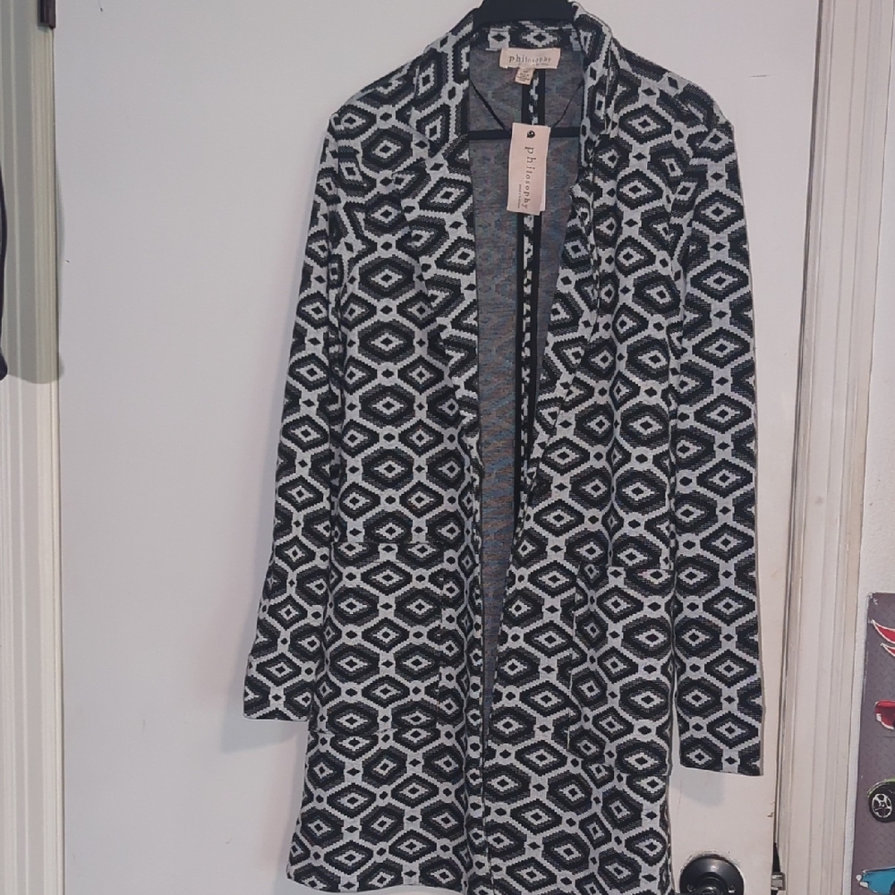 Philosophy Black and White Geometric Blazer